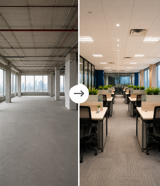 Enterprise-ready GCC office interior in North Bangalore