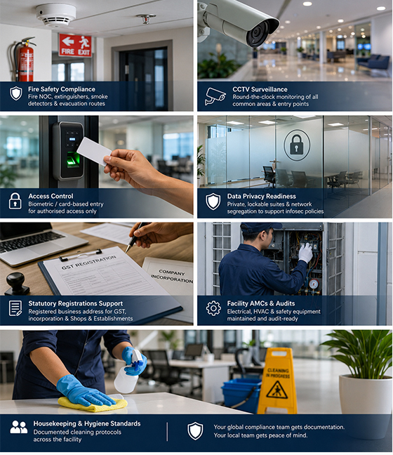 Modern managed office amenities for GCC operations in Bangalore